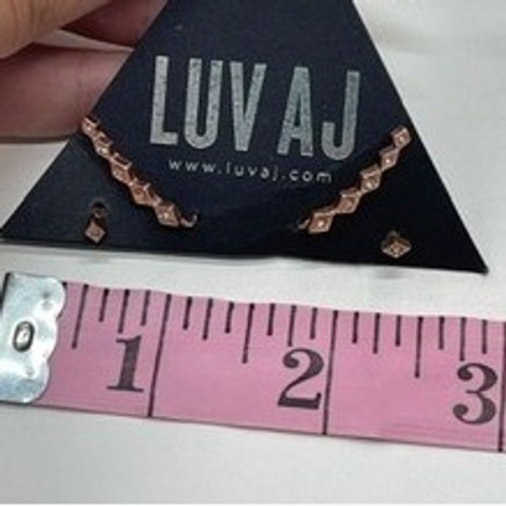 Luv AJ Rose Gold Geometric Pave Crystal Ear Climber and Stud Earring Set